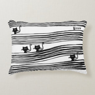 Coussin de chats comiques en noir et blanc