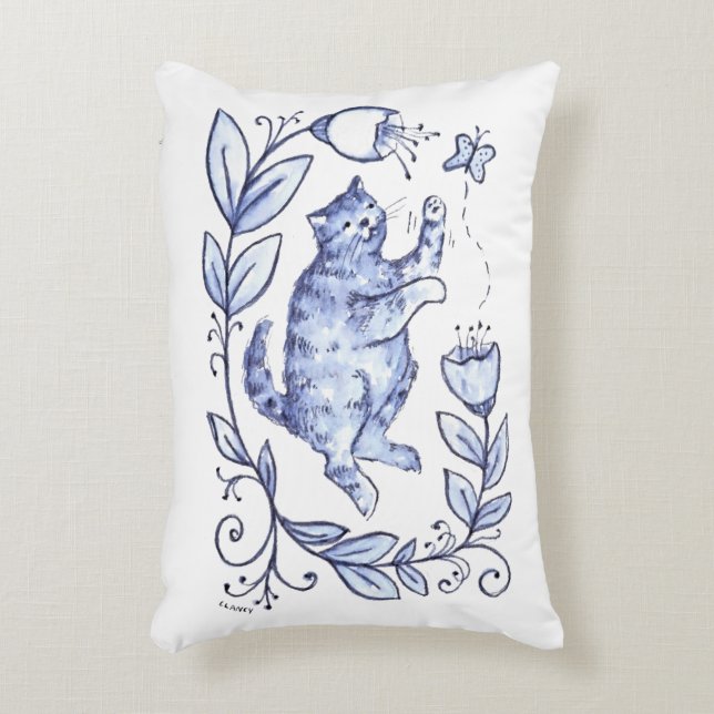 Coussin de chats et papillons (Devant(Vertical))
