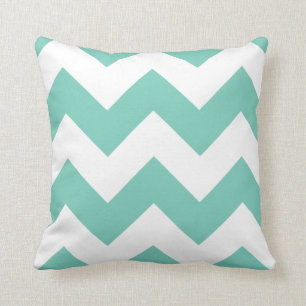 Coussin de Chevron avec le zigzag de turquoise
