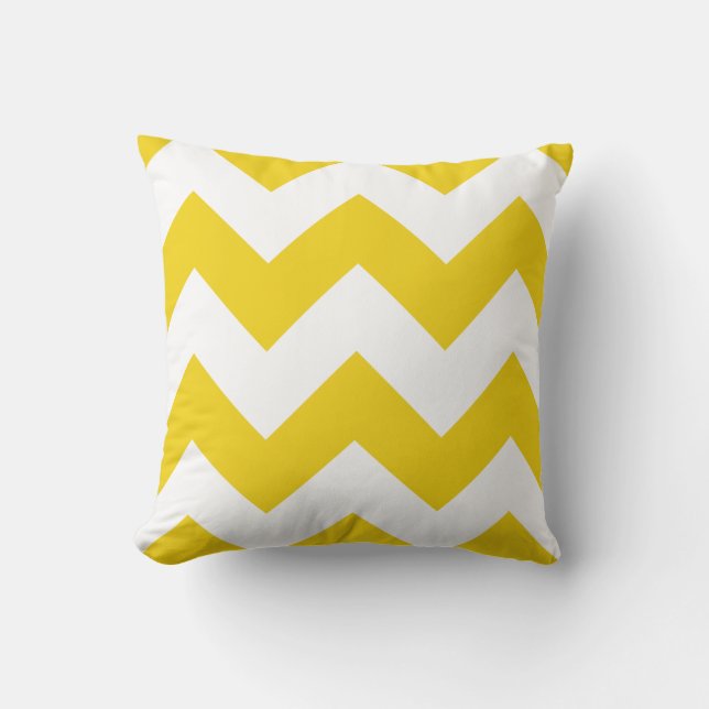 Coussin de Chevron avec le zigzag jaune citron (Recto)