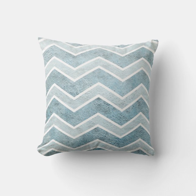 Coussin de Chevron de lavage bleu d'aquarelle de (Recto)