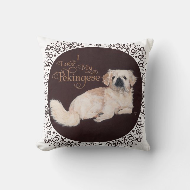 Coussin de chien Pékinois blanc (Recto)