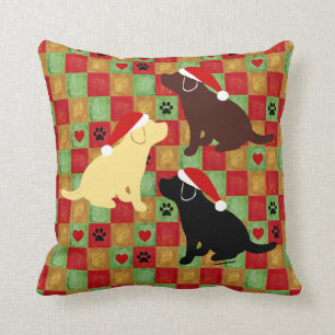 Coussin de chiot de Labrador d'édredon de Noël