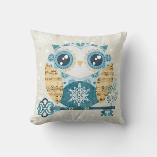 Coussin de chouette de merveilleux hiver