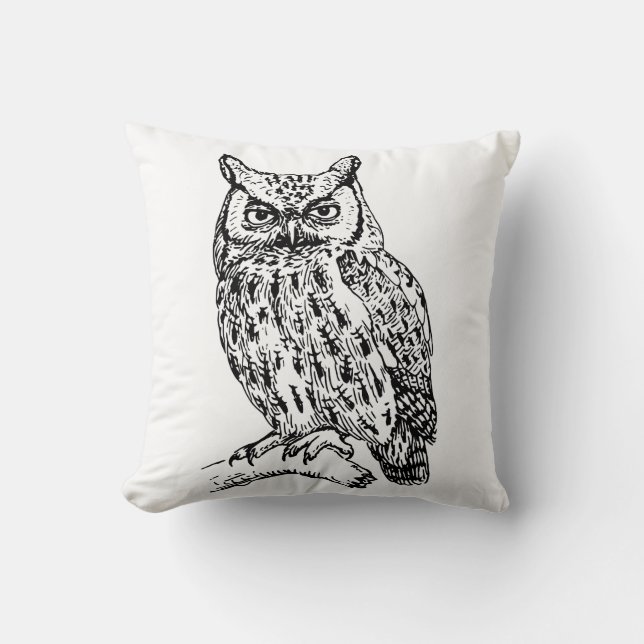Coussin de Chouette noire et blanche (Recto)