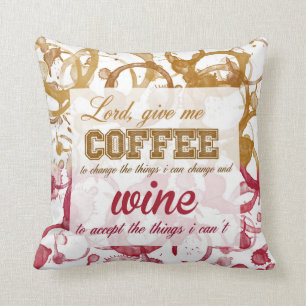 Coussin de citation de café et de vin