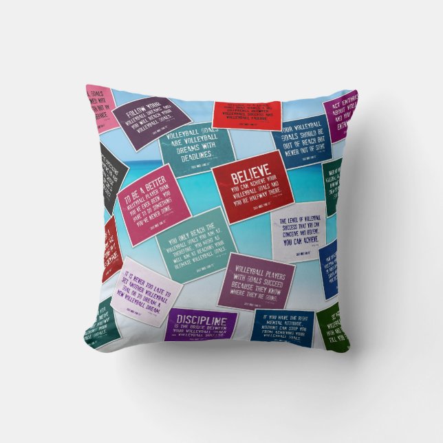 Coussin de citations de volleyball en couleurs (Recto)