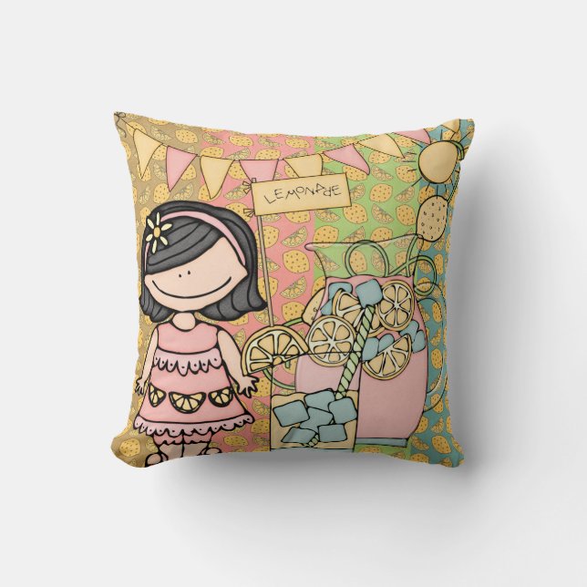 Coussin de citronnade customisée Fille des cheveux (Recto)
