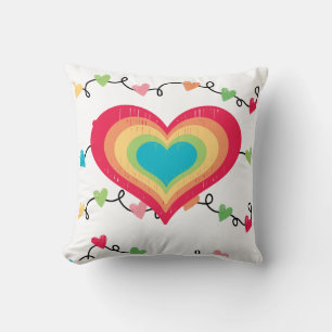 Coussin de coeur arc-en-ciel