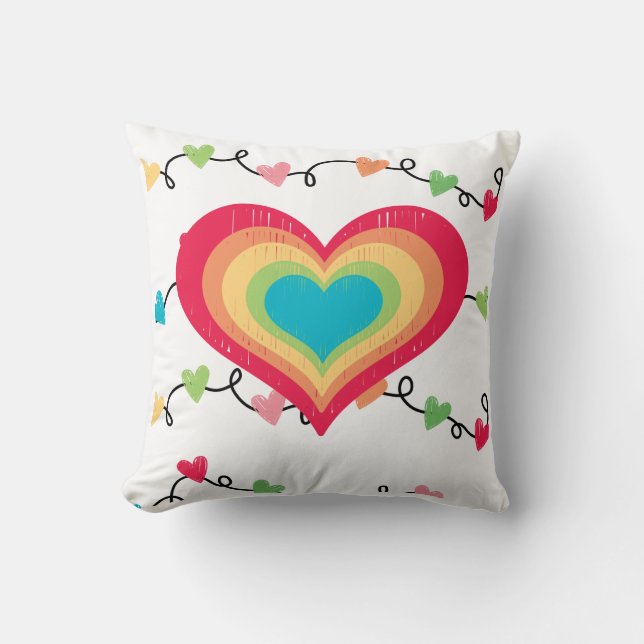 Coussin de coeur arc-en-ciel (Recto)