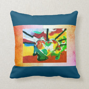 Coussin de coeur de style art Peter Max des année
