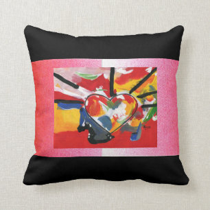 Coussin de coeur de style art Peter Max des années