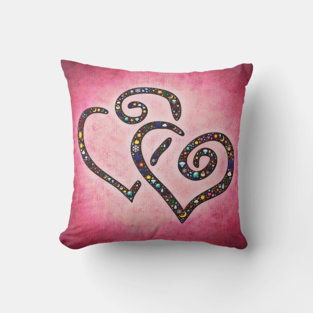 Coussin de coeur double rose (Recto)