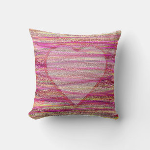 Coussin de cœur rayé rose pour canapés