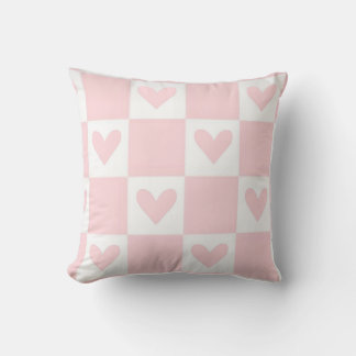 Coussin de coeur - Rose À damiers Rétro -
