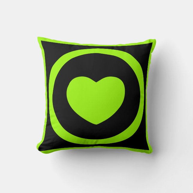 Coussin de coeurs de vert de chaux (Recto)