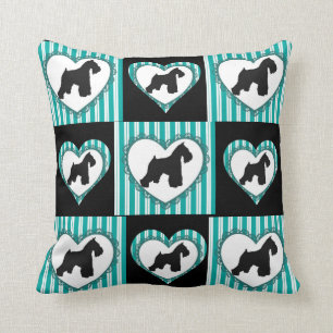 Coussin de coeurs et de rayures de Schnauzers