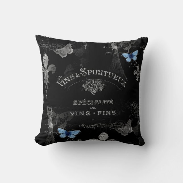 Coussin de collage de papillons de Toujours Paris (Recto)