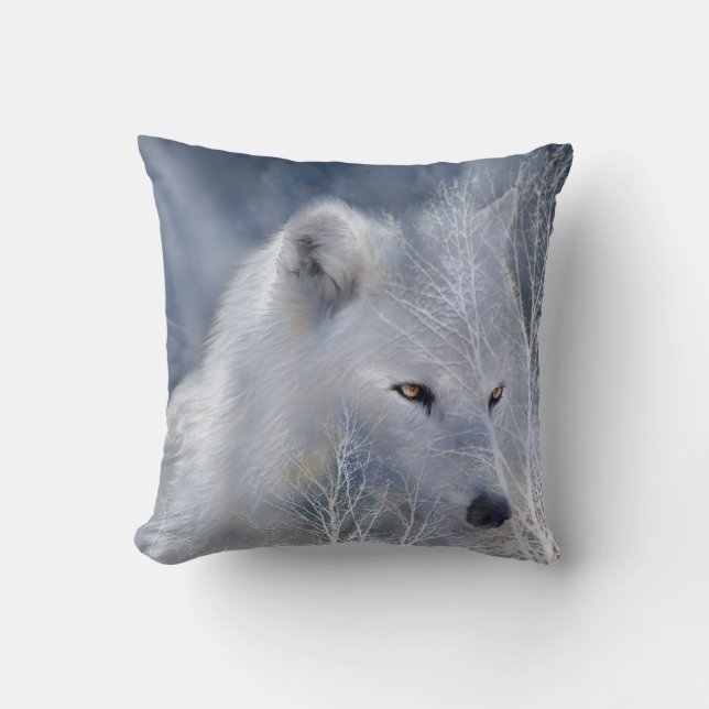 Coussin de concepteur d'art de loup blanc (Recto)