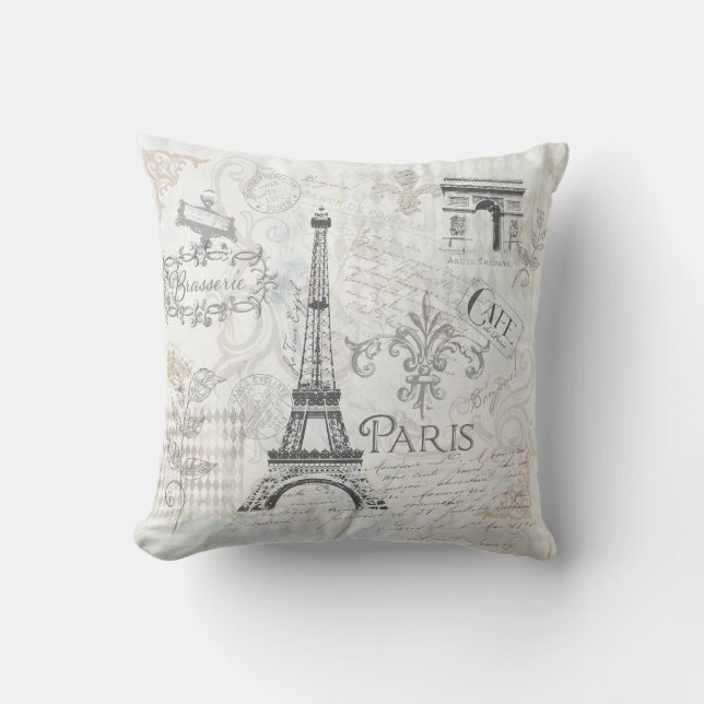 Coussin de conception de collage de ville de Paris (Recto)