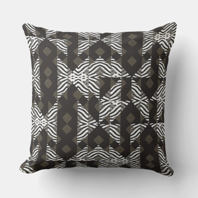 Coussin de conception géométrique blanc chocolat (Recto)