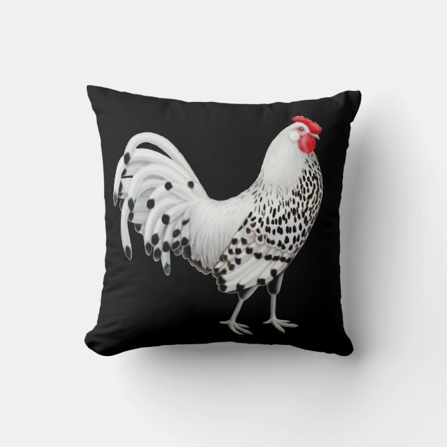 Coussin de coq de Hambourg orné de paillettes par (Recto)