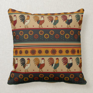 Coussin de coq floral rayé
