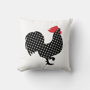 Coussin de coq noir et rouge