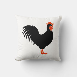 Coussin de coq noir et rouge