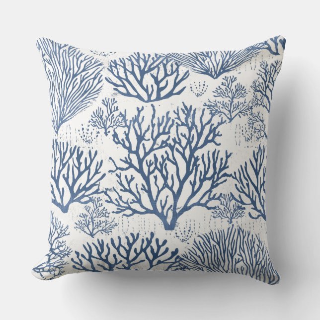 Coussin de corail bleu | Coral Coussins décoratifs (Recto)