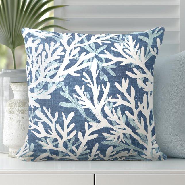 Coussin de corail bleu | Coral Coussins décoratifs (Créateur téléchargé)