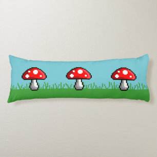 Coussin de corps de pré de champignon de pixel