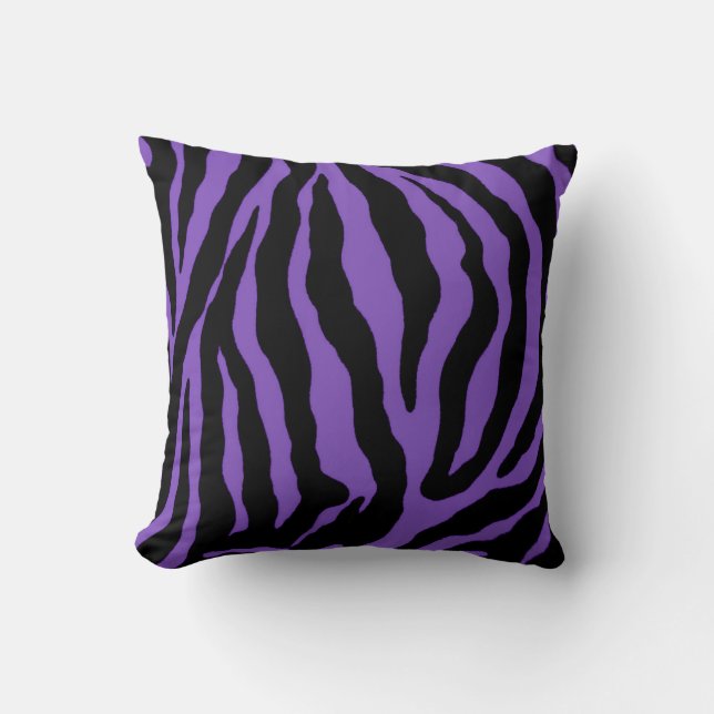 Coussin de coton barré par copie pourpre de zèbre (Recto)