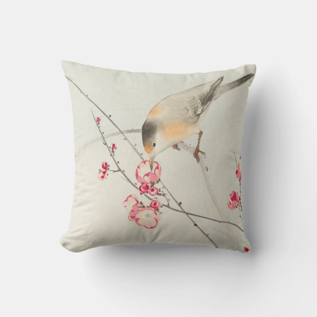 COUSSIN DE COTON PERSONNALISÉ OISEAU JAPONAIS INIT (Recto)