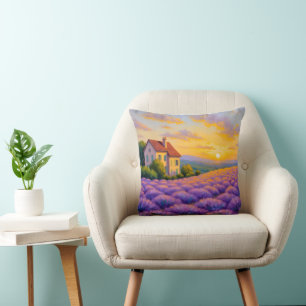 Coussin de coucher de soleil de lavande provençale