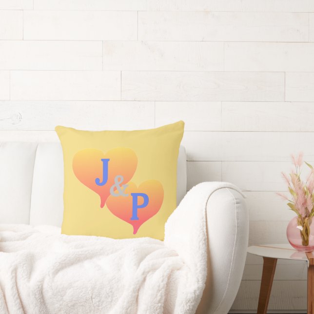Coussin de coucher de soleil Monogram Heart jaune  (Canapé)