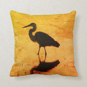 Coussin de coucher du soleil de héron