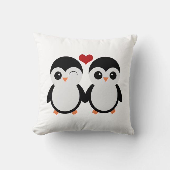 Coussin de couples de pingouin (Recto)