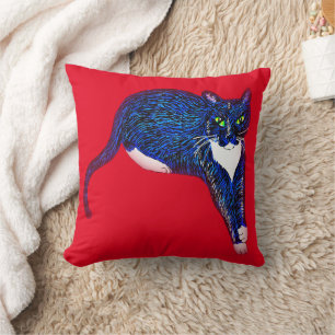 Coussin de coussin de chat Tuxedo amoureux de les