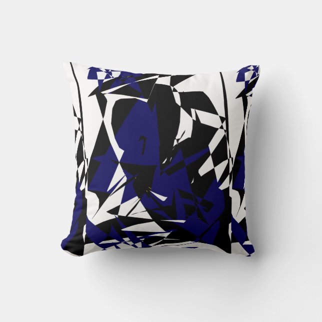 Coussin de coussin de nuances de bleu d'art abstra (Recto)