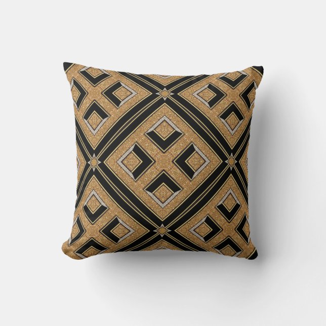 Coussin de coussin d'or de noir d'art déco de la (Recto)