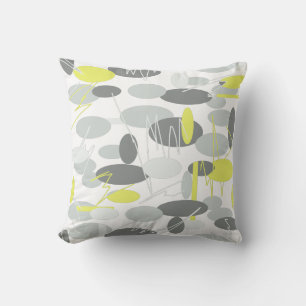 Coussin de coussin Motif gris jaune ovale