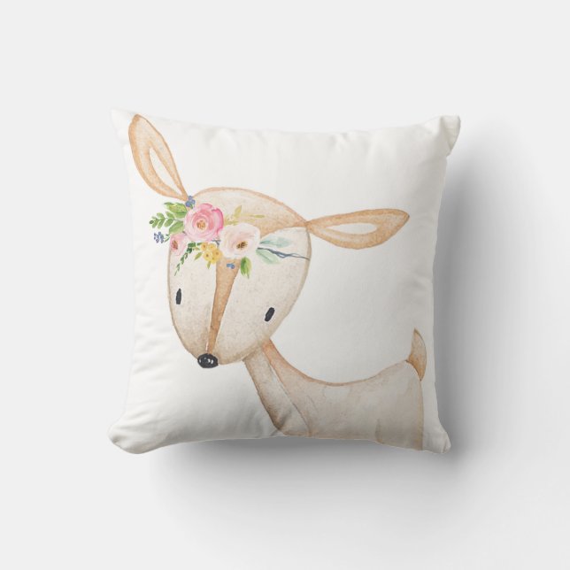 Coussin de crèche de bébé d'aquarelle de cerfs (Recto)