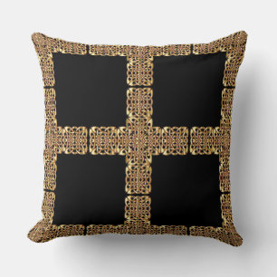 coussin de croix celtique or