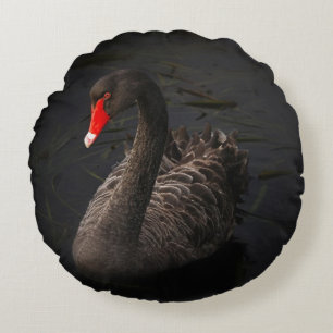 Coussin de cygne noir rond