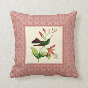 Coussin de damassé de colibri de Plumeleteer