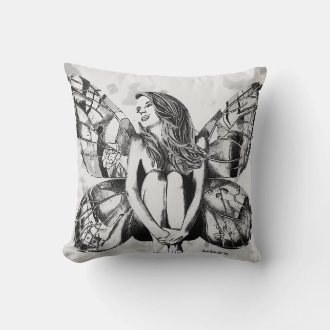 coussin de dame de papillon, coussin féerique (Recto)
