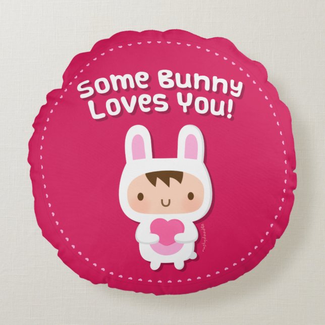 Coussin de déclaration d'amour de Lapin Mignon (Devant)