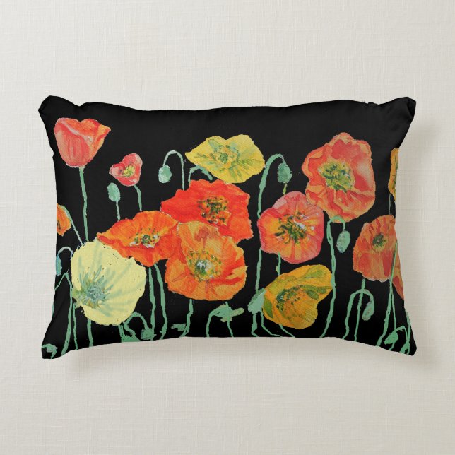 Coussin de déco de pies orange et noire (Devant)