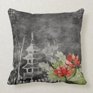 Coussin de décor de fleurs d'Asiatique ou coussin